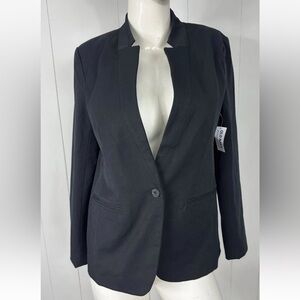 NWT Old Navy Womens Size Medium Black Blazer One Button Front Career Jacket